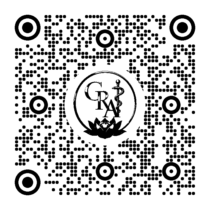 Cod QR pentru recenzii Google, cu logo-ul negru al medicului într-un centru alb circular